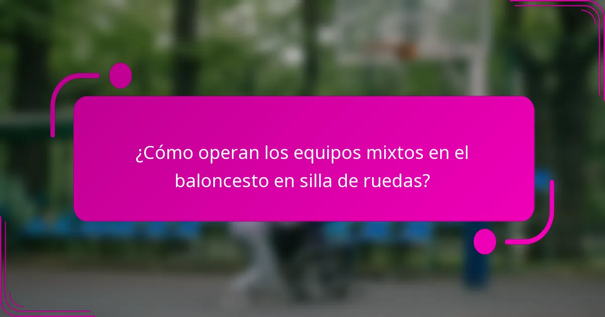 ¿Cómo operan los equipos mixtos en el baloncesto en silla de ruedas?