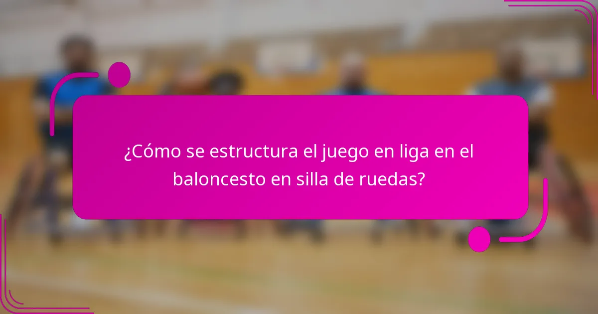 ¿Cómo se estructura el juego en liga en el baloncesto en silla de ruedas?