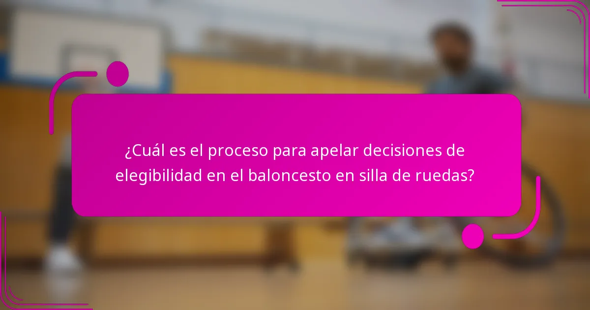 ¿Cuál es el proceso para apelar decisiones de elegibilidad en el baloncesto en silla de ruedas?