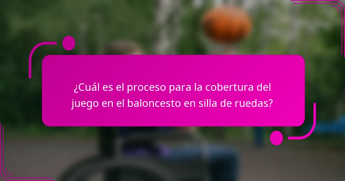 ¿Cuál es el proceso para la cobertura del juego en el baloncesto en silla de ruedas?