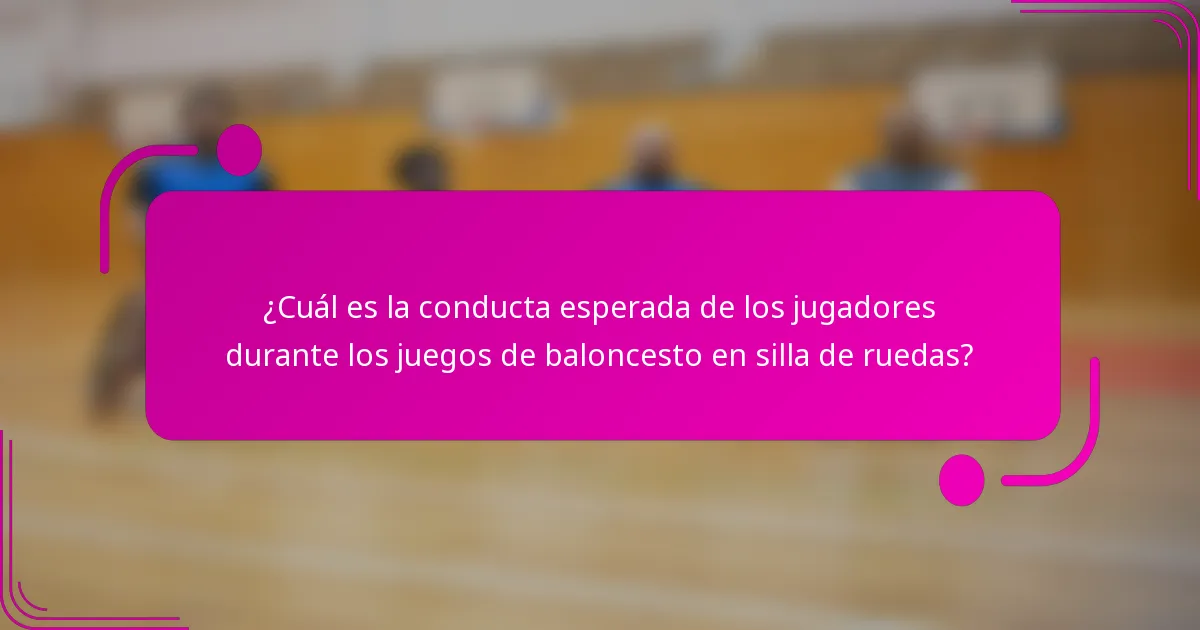¿Cuál es la conducta esperada de los jugadores durante los juegos de baloncesto en silla de ruedas?