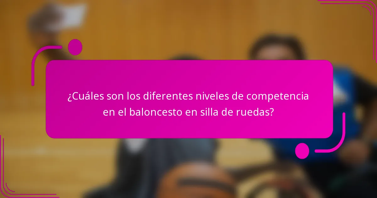 ¿Cuáles son los diferentes niveles de competencia en el baloncesto en silla de ruedas?