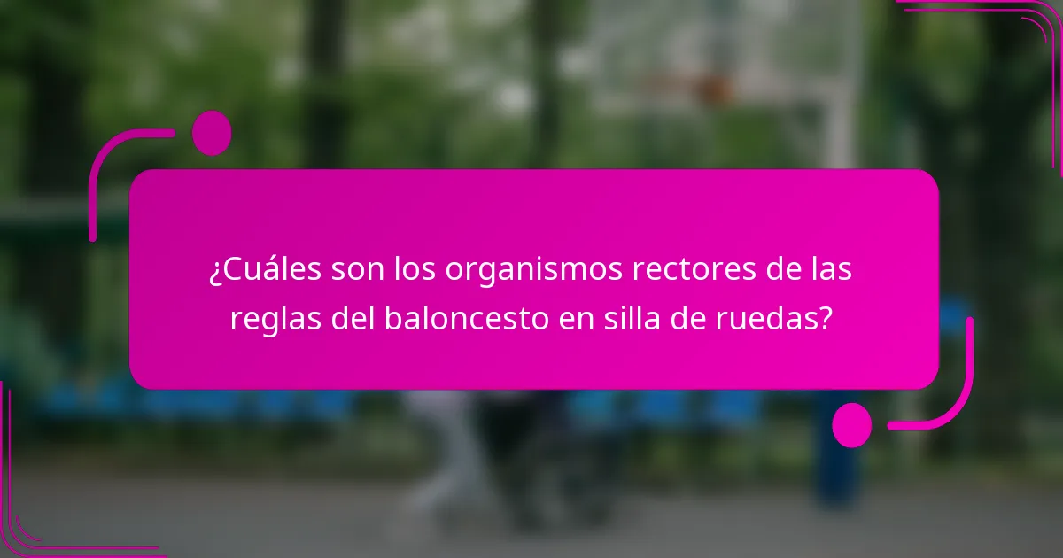 ¿Cuáles son los organismos rectores de las reglas del baloncesto en silla de ruedas?