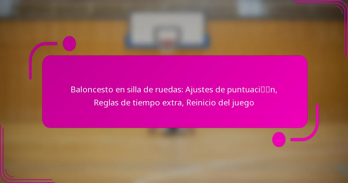 Baloncesto en silla de ruedas: Ajustes de puntuación, Reglas de tiempo extra, Reinicio del juego