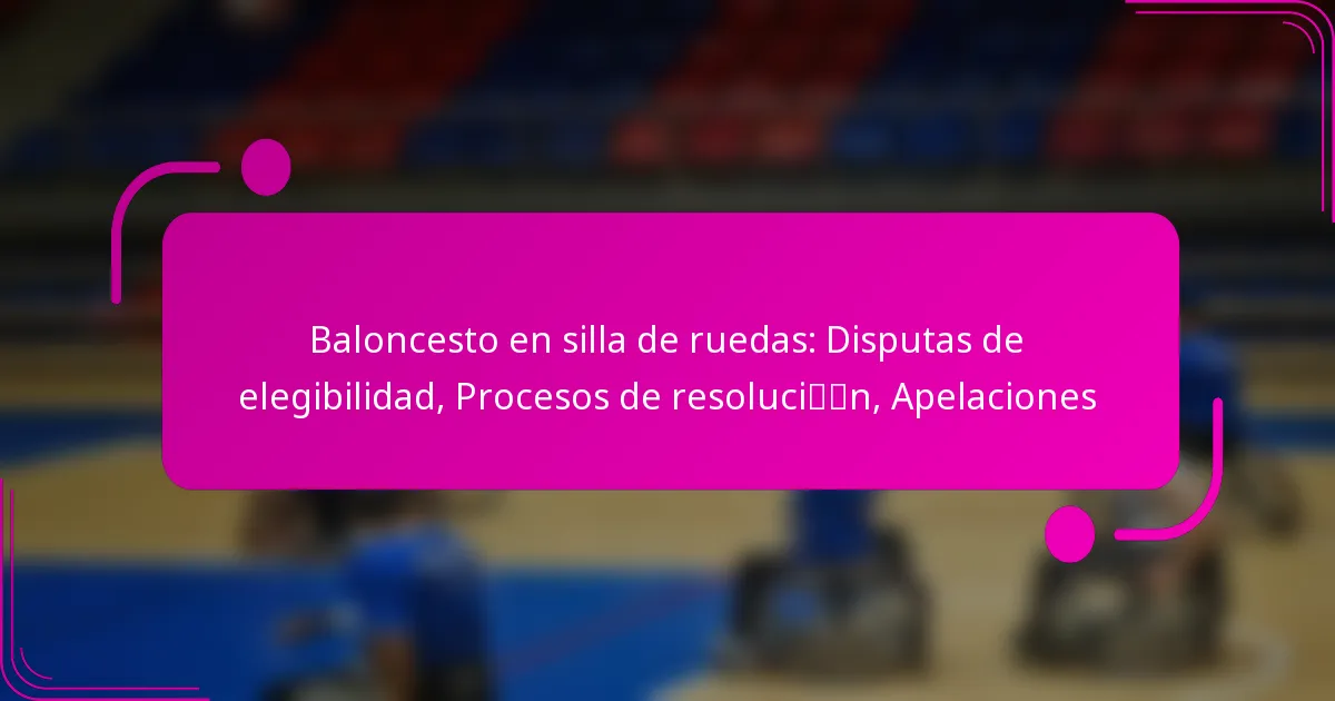 Baloncesto en silla de ruedas: Disputas de elegibilidad, Procesos de resolución, Apelaciones