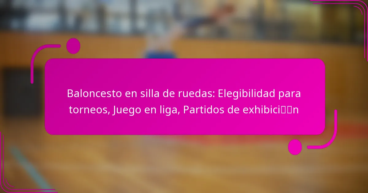 Baloncesto en silla de ruedas: Elegibilidad para torneos, Juego en liga, Partidos de exhibición