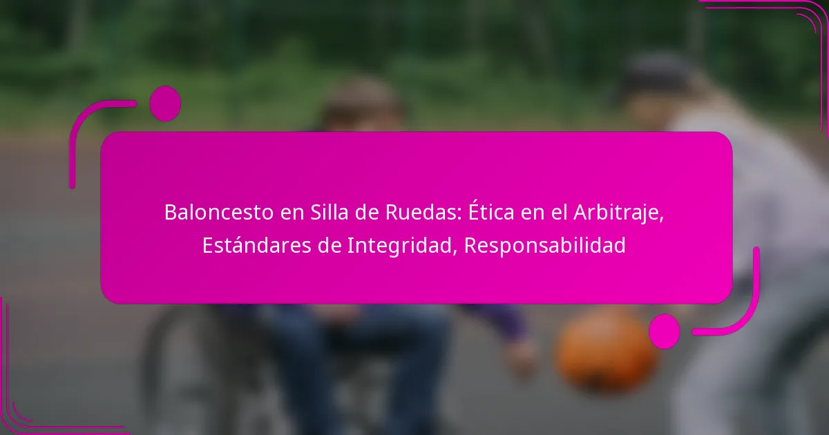 Baloncesto en Silla de Ruedas: Ética en el Arbitraje, Estándares de Integridad, Responsabilidad