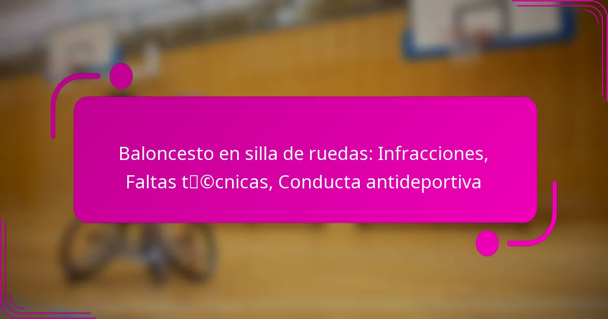 Baloncesto en silla de ruedas: Infracciones, Faltas técnicas, Conducta antideportiva