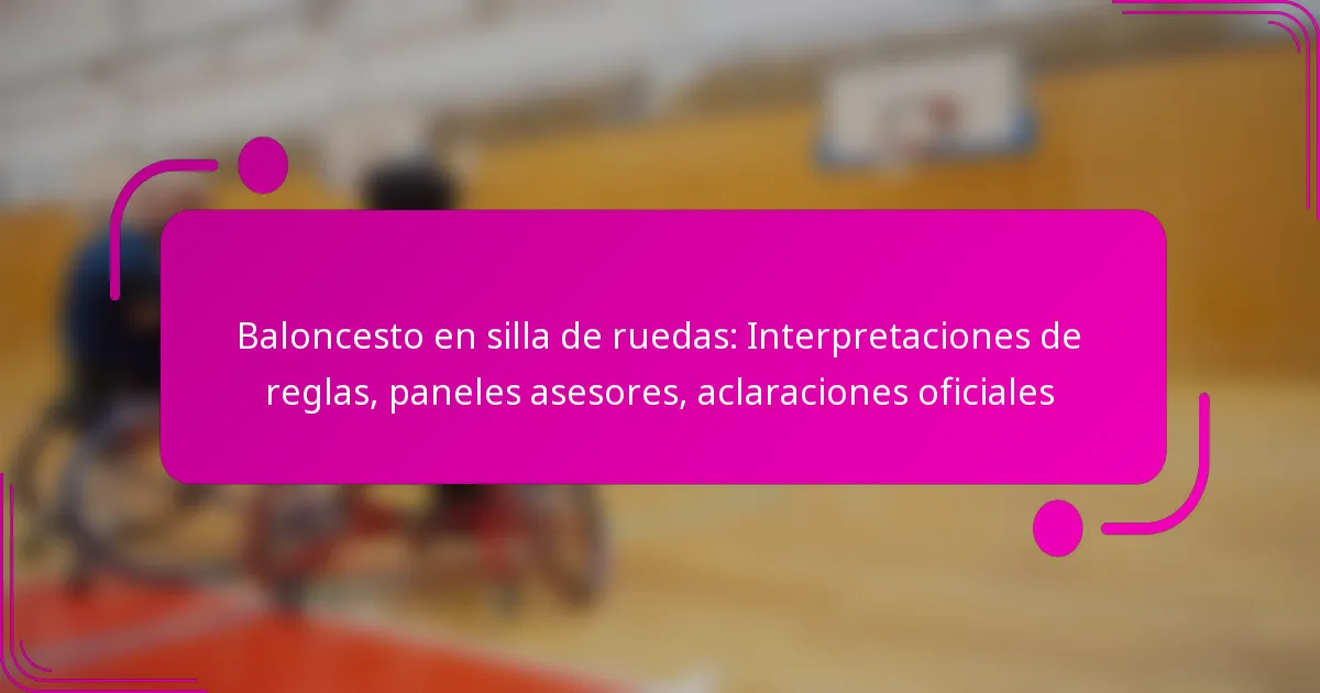 Baloncesto en silla de ruedas: Interpretaciones de reglas, paneles asesores, aclaraciones oficiales