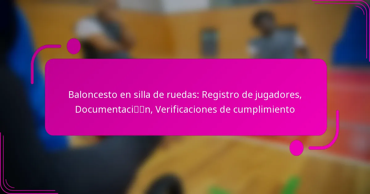 Baloncesto en silla de ruedas: Registro de jugadores, Documentación, Verificaciones de cumplimiento