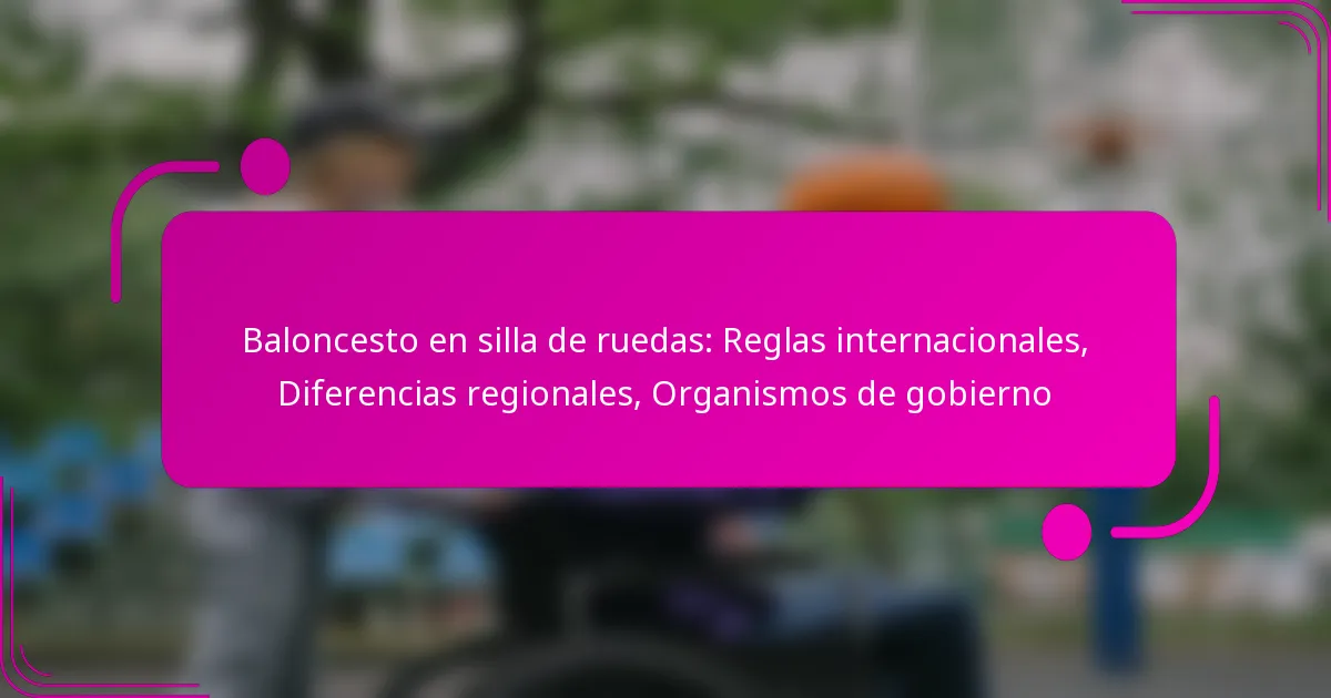 Baloncesto en silla de ruedas: Reglas internacionales, Diferencias regionales, Organismos de gobierno