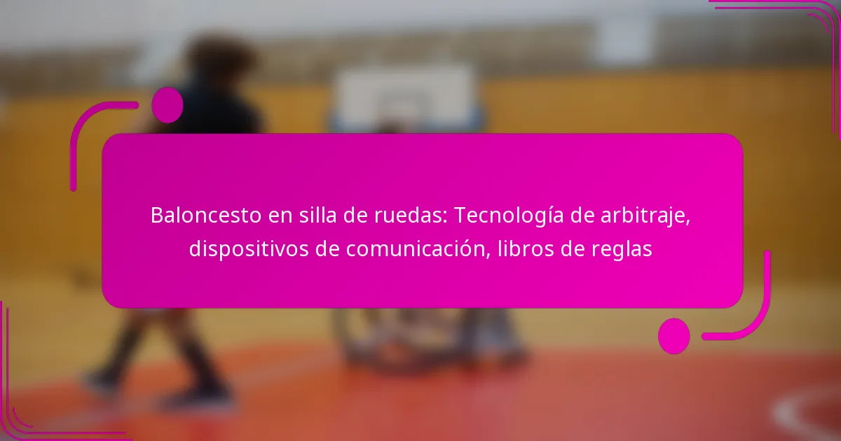 Baloncesto en silla de ruedas: Tecnología de arbitraje, dispositivos de comunicación, libros de reglas