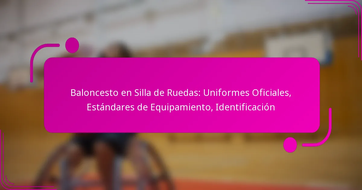 Baloncesto en Silla de Ruedas: Uniformes Oficiales, Estándares de Equipamiento, Identificación