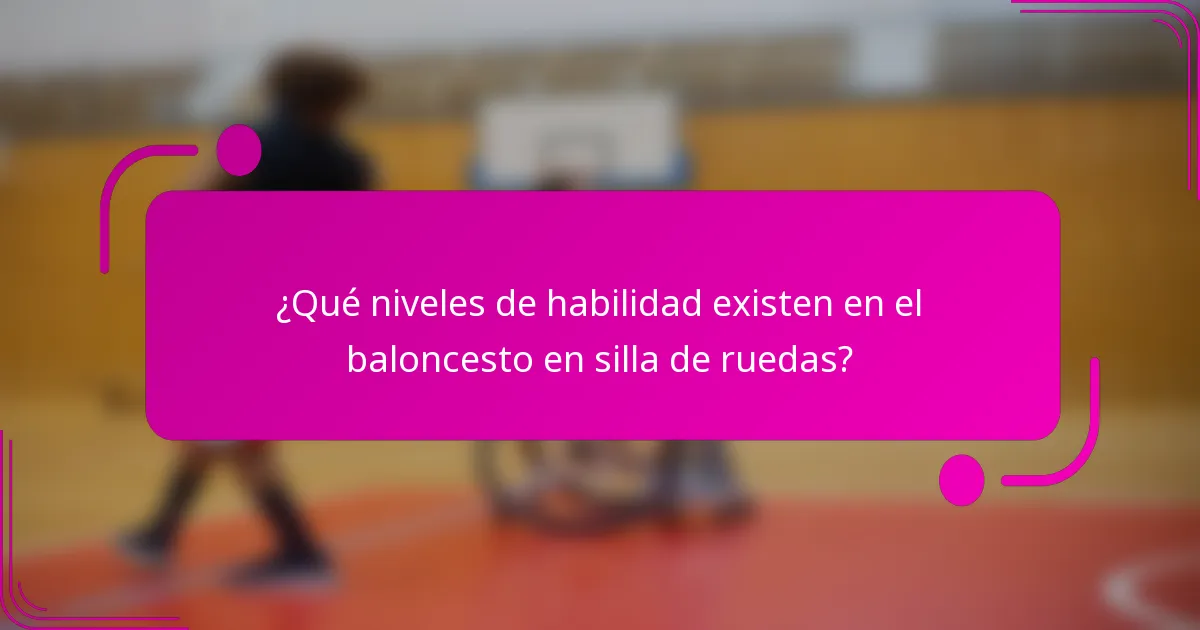 ¿Qué niveles de habilidad existen en el baloncesto en silla de ruedas?