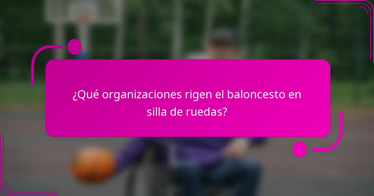 ¿Qué organizaciones rigen el baloncesto en silla de ruedas?