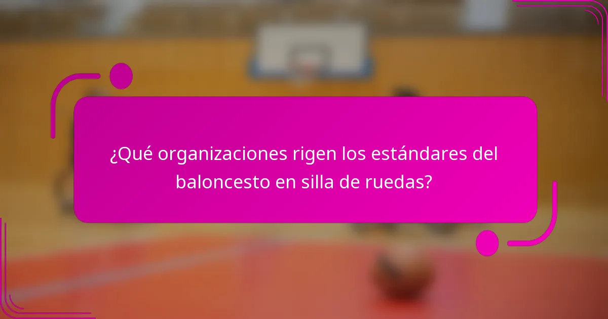 ¿Qué organizaciones rigen los estándares del baloncesto en silla de ruedas?
